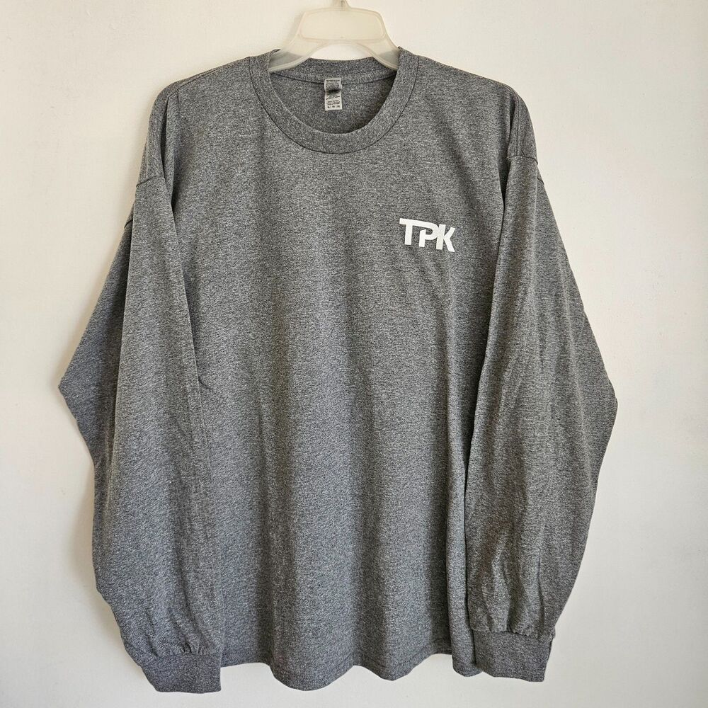 TPK Shirt Mens Extra Large Gray Long Sleeve Gildan Crew Neck Tee